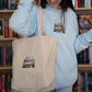 Bookstore Kitty Embroidered Tote Bag