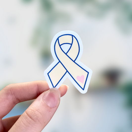 Beige and Blue Awareness Ribbon Sticker