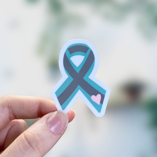 Teal and Gray Awareness Ribbon Sticker