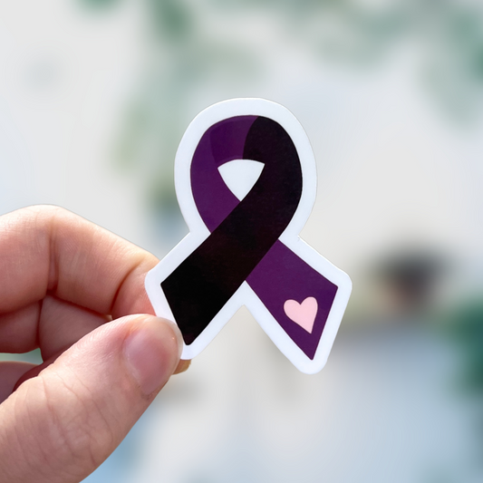 Purple and Black Awareness Ribbon Sticker
