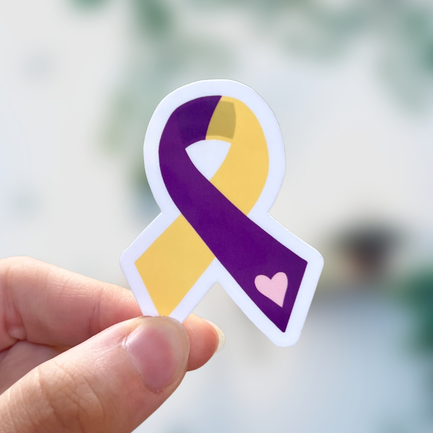 Purple and Yellow Awareness Ribbon Sticker