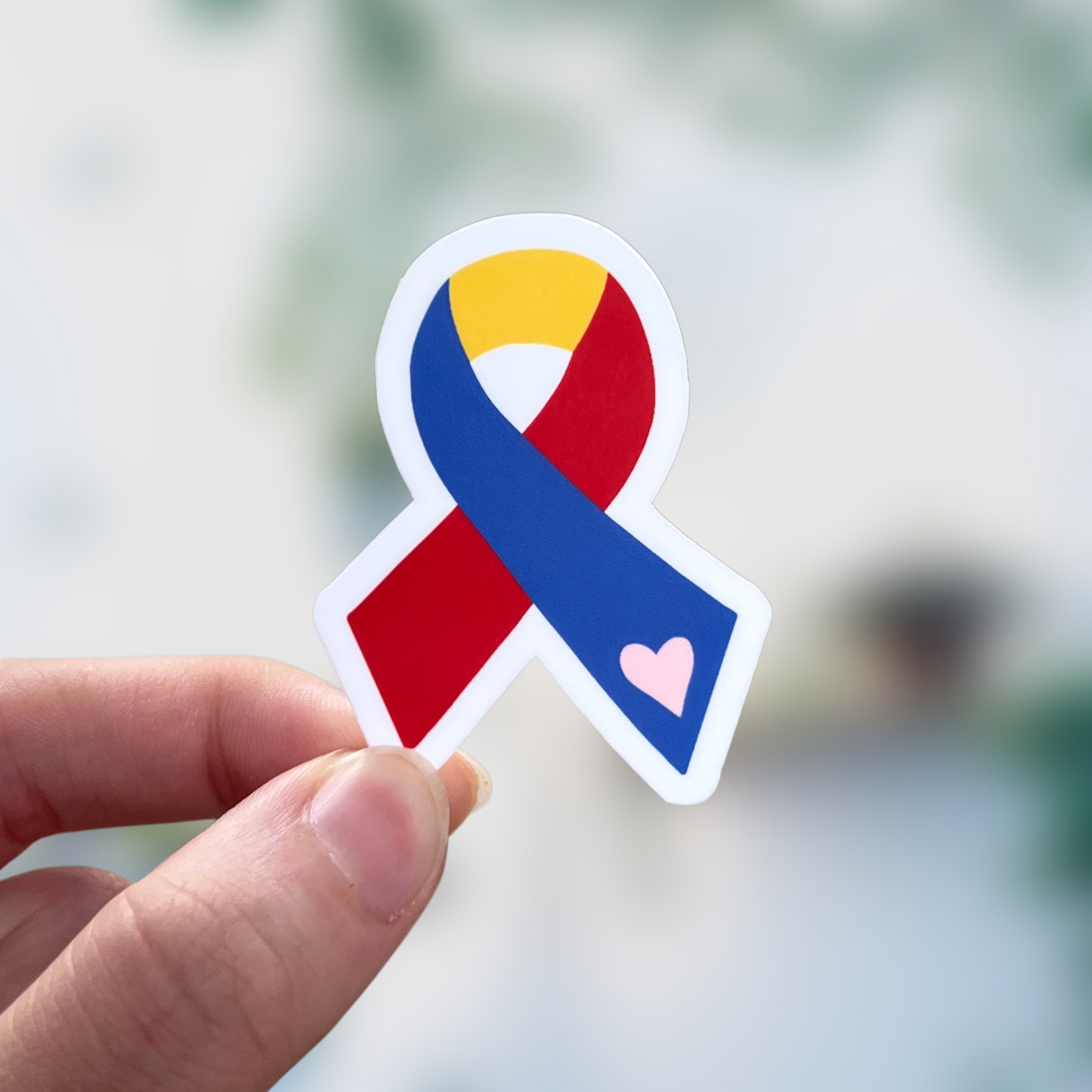Red, Blue and Yellow Awareness Ribbon Sticker
