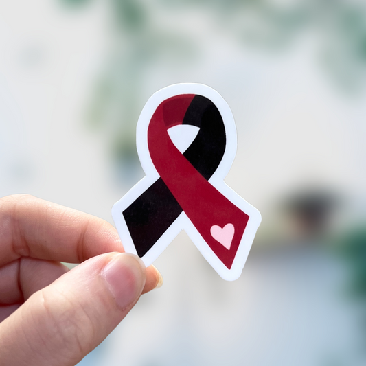 Red and Black Awareness Ribbon Sticker