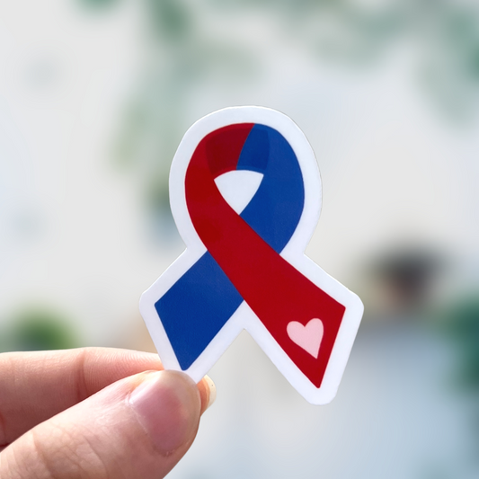 Red and Blue Awareness Ribbon Sticker