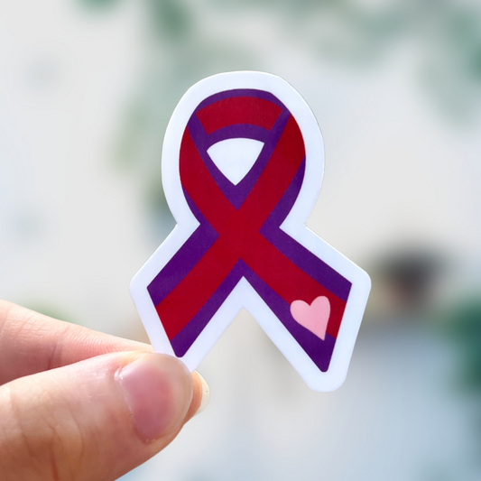 Purple and Red Awareness Ribbon Sticker