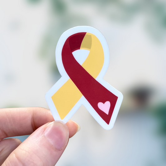 Red and Yellow Awareness Ribbon Sticker