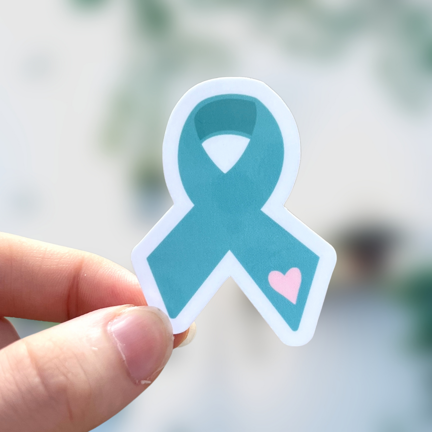 Teal Awareness Ribbon Sticker